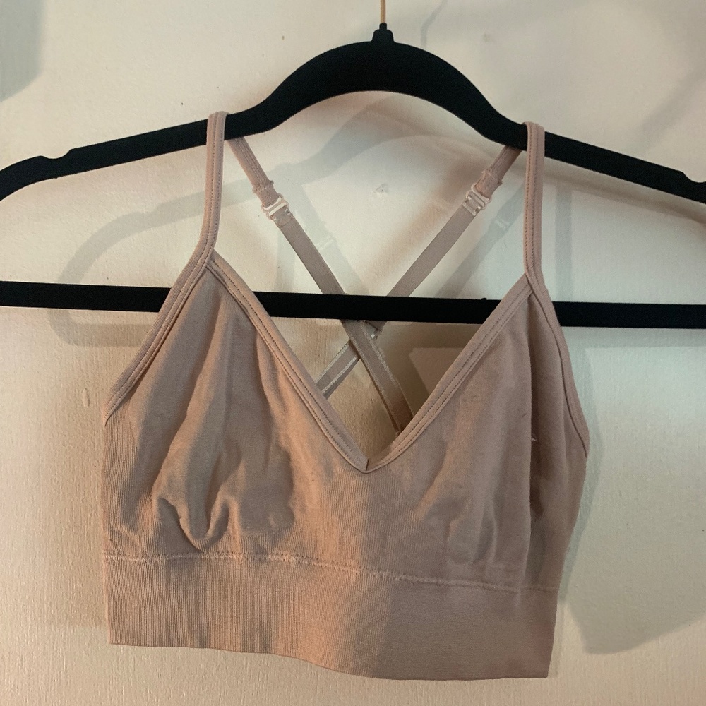 Sports Bra, Tan, Size Small